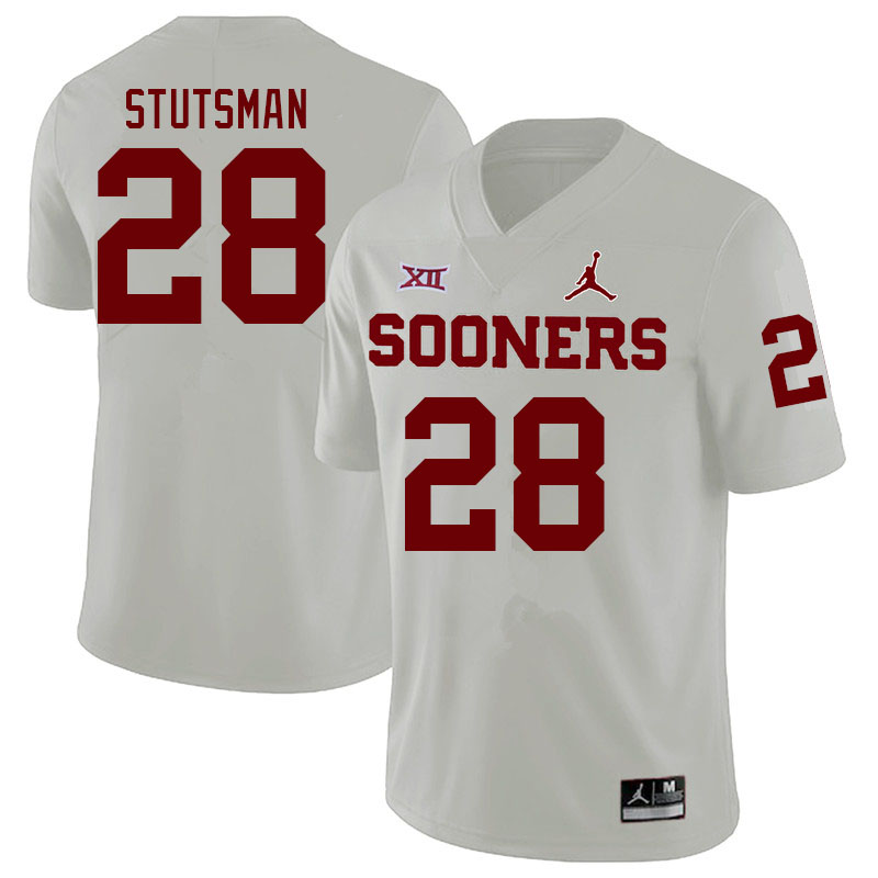 Men #28 Danny Stutsman Oklahoma Sooners College Football Jerseys Sale-White - Click Image to Close